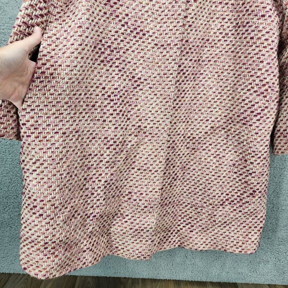 DKNY Women's Size 14 Wool Blend Long Coat Jacket Pink Multi-Color Button Closure - Picture 7 of 14